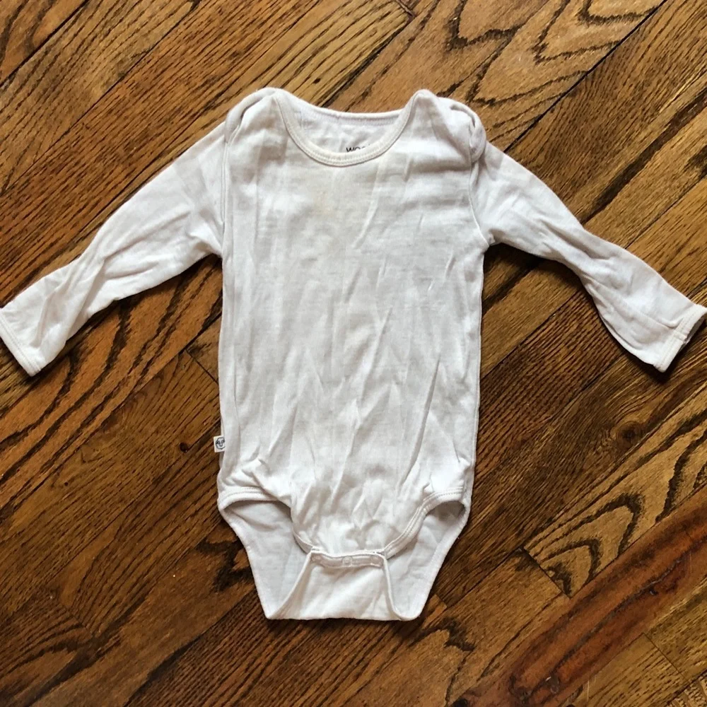 Long-Sleeve White Baby One-Piece Bodysuit